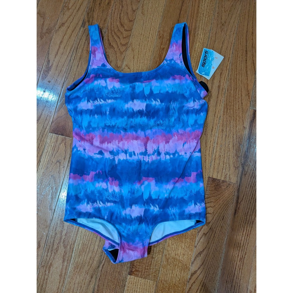 Sporti Malibu Sunrise Chlorine Resistant Scoop Back One Piece Swimsuit Size 14